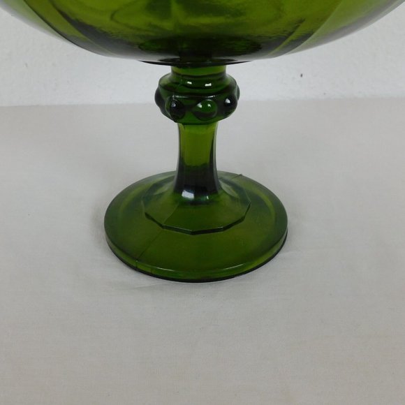 Indiana Glass Garland Avacado Green Pedestal Compote Bowl 7.5" tall VINTAGE - Picture 8 of 8